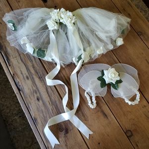 Pamela Tutu and Fairy wings cream Floral set Childs